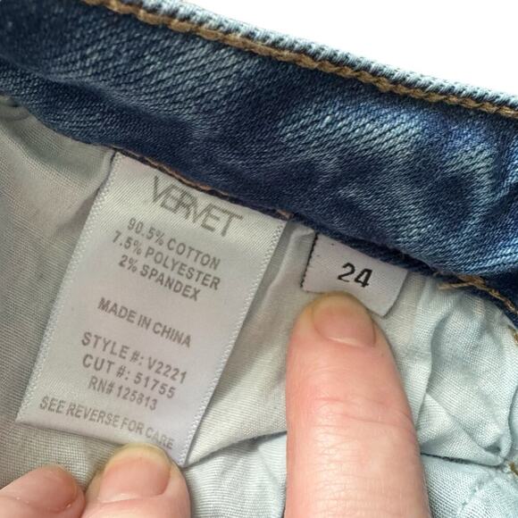 Vervet Skinny Jeans Women's Size 24 Blue Light wash distressed Button fly Grunge - Picture 15 of 15